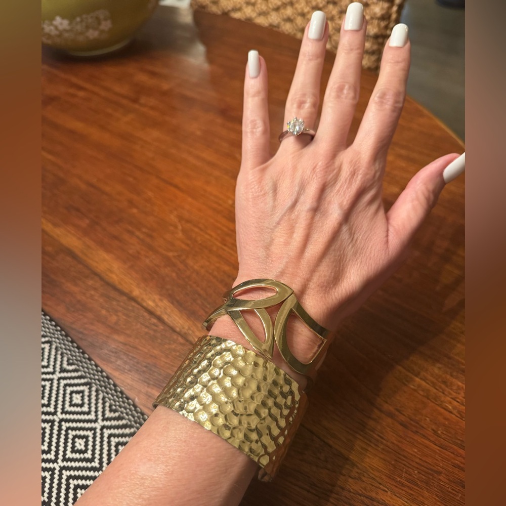Gold Hammered Cuff Bracelet - Elegant Women’s Statement Bracelet